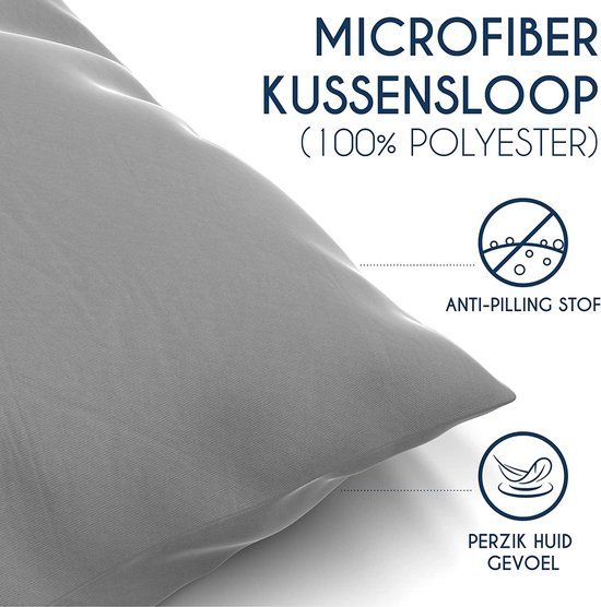 Kussensloop 50x70 cm Grijs Microvezel Polyester - Dreamzie