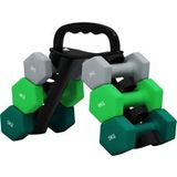 Ensemble d'haltères avec support de rangement, 6 haltères pour fitness, 2 x 3 kg, 2 x 4 kg, 2 x 5 kg