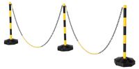 StarTech Set van 6 afzetpalen - verkeerspalen - 85 cm hoog - geel/zwart - kunststof - vrijstaand - vulbare voet - 5 kettingen van 2 meter