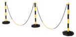 StarTech Set van 6 afzetpalen - verkeerspalen - 85 cm hoog - geel/zwart - kunststof - vrijstaand - vulbare voet - 5 kettingen van 2 meter