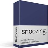 Snoozing percale katoen hoeslaken extra hoog - 1-persoons (70x200 cm) - blauw