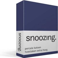 Snoozing percale katoen hoeslaken extra hoog - 1-persoons (70x200 cm) - blauw