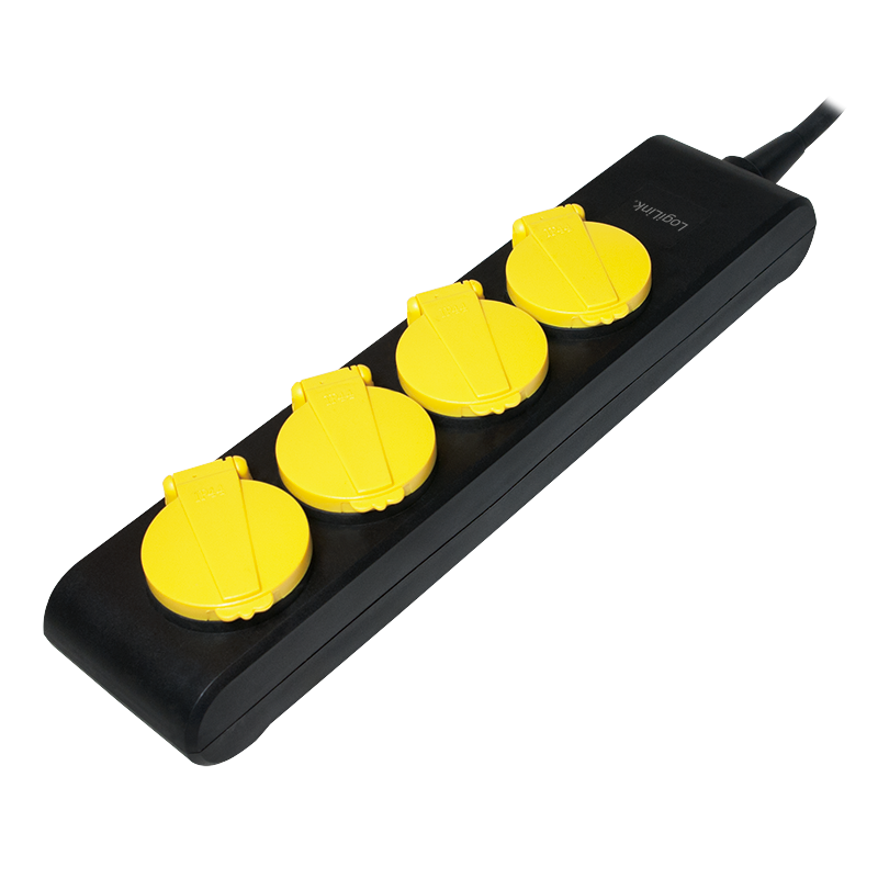 LogiLink LPS212 Stekkerdoos - 1,4 m - Zwart/Geel - IP44
