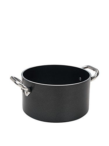 Pentole Agnelli ALSA2104SS32 Alsa Aluminium Zwarte Crist Diepe Saucepot met 2 Handvatten, 13,21 liter, Staal