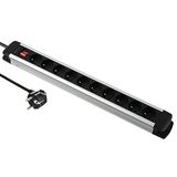 Electraline 35437 Alu-Line stekkerdoos 10 stopcontacten met behuizing van aluminium, kabel 3G1,5 mm, 2 m, zwart