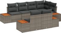 vidaXL Tuinbank Set 7-delig 7-zits Grijs Polyrattan