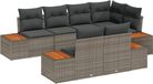 vidaXL Tuinbank Set 7-delig 7-zits Grijs Polyrattan