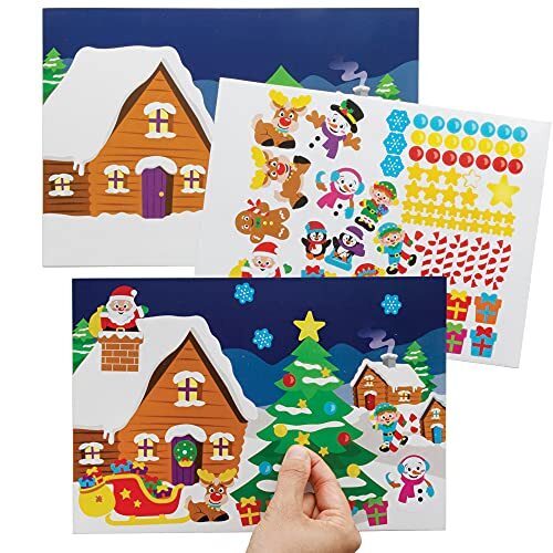 Baker Ross FC180 Kerststicker Scene Kits - Pak van 5, Kinderstickers, Maak je eigen kerstkaarten, ideaal voor feestelijke kunst- en ambachtsprojecten