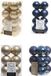 Kaemingk B.V. Décoration de Noël boules de Noël en plastique mélange de couleurs bleu foncé/champagne 4 et 6 cm paquet de 80x pièces