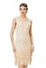 BABEYOND Damesjurk in jaren ’20-retrostijl, flapper, ronde hals, met stijlvolle pailletten, in de stijl van The Great Gatsby, feestjurk, verkleedjurk, beige, S