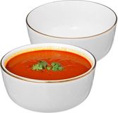 Secret de Gourmet Bols à soupe/bols - 2x - Corona - céramique - D15 x H6.6 cm - blanc/or