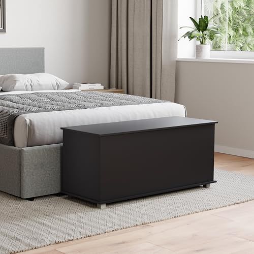 Vida Designs Leon Opbergpoef, hout in zwart, 100x40x48cm