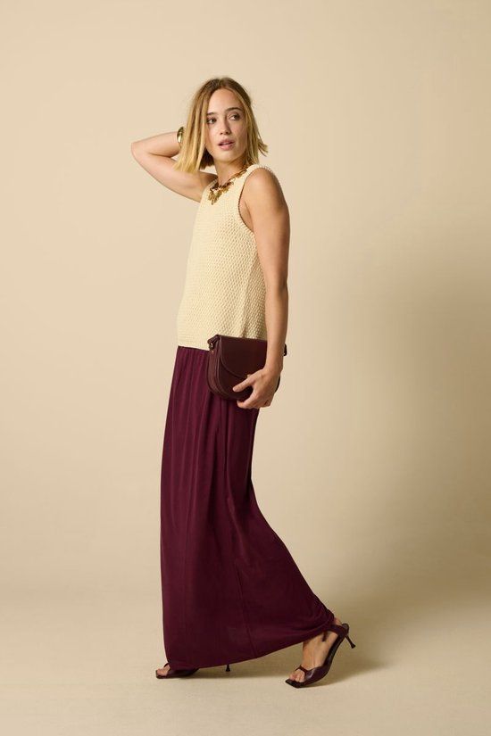 Sissy-Boy Donkerrode jersey maxi rok