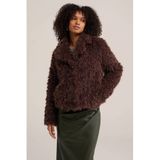 WE Fashion imitatiebont winterjas - bruin