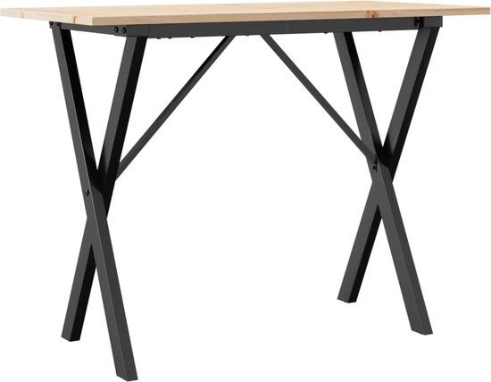 vidaXL Eettafel X-frame 100x50x75 cm massief grenenhout en staal