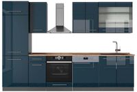 Vicco Fame-Line Complete keukeneenheid – 300 cm, WB Eik Donkerblauw hoogglans/antraciet