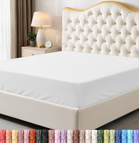Utopia Bedding Volledig hoeslaken - onderlaken - diepe zak - zachte microvezel - krimp- en vervagingsbestendig, onderhoudsvriendelijk - 1 hoeslaken (wit)
