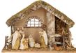 Merkloos / Sans marque Euromarchi Complete kerststal - 8x kerststal beelden - hout - polyresin - 42 x 19 x 30 cm