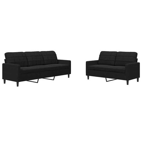 vidaXL 2-delige Loungeset met kussens fluweel zwart