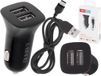 L-BRNO Chargeur de voiture Double USB + Type-C Noir