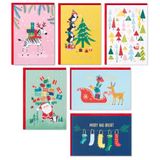 Hallmark Kerstkaarten in doos, kleurrijke vintage (6 ontwerpen, 24 kaarten met enveloppen)