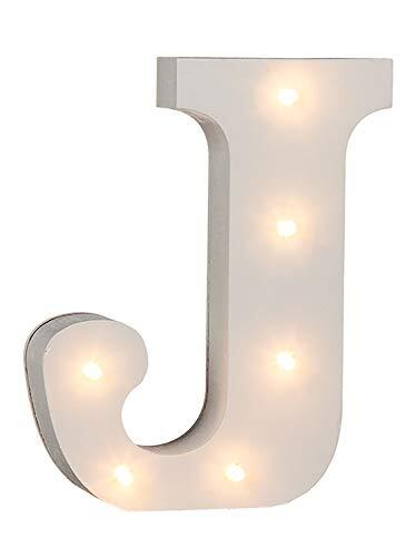 Out of the Blue 57/6083 - houten letter "J" verlicht met 6 LED-lampen, werkt op batterijen, ca. 16 cm