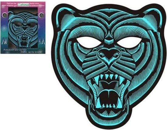 LED Tiger Mask - Sound Reactive - Carnival Party Mask - Plastic