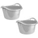 Hega Hogar Grote teil/afwasbak/kuip - 2x - kunststof - rond - handvatten - 54 x 32 cm - 38 liter - zilvergrijs