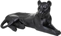 Atmosphera Beeld Liggende Luipaard - 80x39x38cm - Zwart