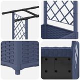 vidaXL Verhoogd bed met trellis en dak Grijs 122,5 x 40 x 121 cm PP