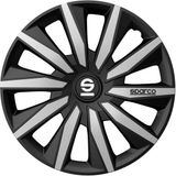 Sparco Wieldoppen Milano 16 inch Zwart Zilver - 4 stuks