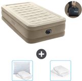 Intex Luchtbed - 1-Persoons - 99 x 191 x 46 cm - Beige - Inclusief pomp - Kussen en Kussenbeschermer