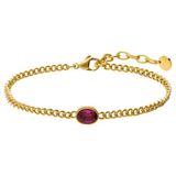 Lucardi - Dames Stainless steel armband met geboortesteen zirkonia voor dames - Armband - Staal - Goudkleurig - 20 cm