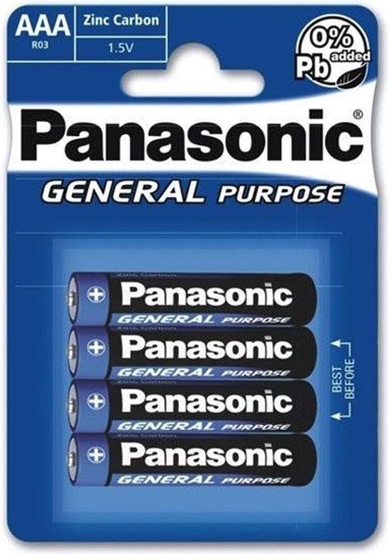 Panasonic AAA Zinc Carbon General Purpose - 4 stuks