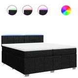 vidaXL Lit sommier avec matelas, noir, 200x200 cm, tissu