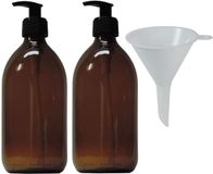Mikken 500 ml lotiondispenser van bruin glas, BPA-vrij, voedselveilig, incl. 1 trechter