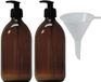 Mikken 500 ml lotiondispenser van bruin glas, BPA-vrij, voedselveilig, incl. 1 trechter