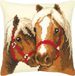 VERVACO Borduurpakket Kussen Kruissteek PAARDENVRIENDSCHAP Voorbedrukt Handwerkpakket voor Sierkussen 40 x 40 cm Zelf Maken Knutselen voor Volwassenen Woondecoratie DIY Cross Stitch Kit