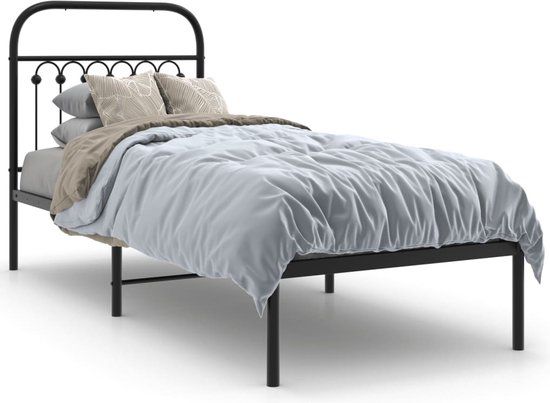 vidaXL Bedframe met hoofdbord metaal zwart 80x200 cm