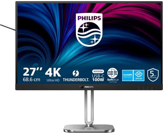 Philips 27B2U6903 - 4K IPS Thunderbolt 4 Monitor - USB-C 100w - 5 jaar Garantie - 27 inch