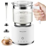 Morpilot Elektrische melkopschuimer, 4-in-1, 500 ml, 600 W, melkopschuimer van glas, warm en koud melkschuim, voor cappuccino, latte macchiato