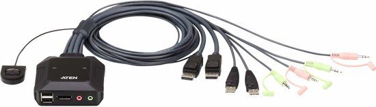 ATEN CS22DP KVM Switch - 2-poorts - DisplayPort - 1.2m - Zwart