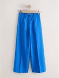 Next - Dames - Broek met hoog linnengehalte en wijde pijpen - Petite - Blauw