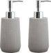 MSV Distributeur de savon - 2x - Squares - résine de pierre - gris clair - 7 x 18 cm - 275 ml