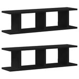 vidaXL Wandplanken 2 stuks 75x18x20 cm spaanplaat zwart eikenkleurig