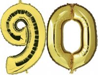 Shoppartners Bv 90 jaar verjaardag Folie ballon cijfers goud 88 cm