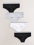 Next - Dames - Set van 4 katoenen shorts met logo - Zwart