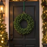 Merkloos Kerstkrans - D35 cm - groen - met deurhanger groen