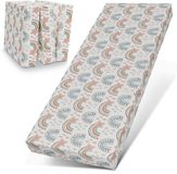 ELONEO Opvouwbaar Matras - 3-Delig Vouwmatras, Extra Dik 15 cm Schuim, Wasbaar en Draagbaar Logeermatras voor Volwassenen, Eenpersoonsbed (Regenboog, 75 x 195 x 15 cm)