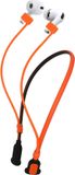 kwmobile Siliconen Nekband voor Apple Airpods 3 / 4 / Pro 1 / Pro 2 / Airpods Pro 3 Houder voor Joggen - Band voor In-Ear Hoofdtelefoon - Koptelefoon Accessoire - zwart / oranje
